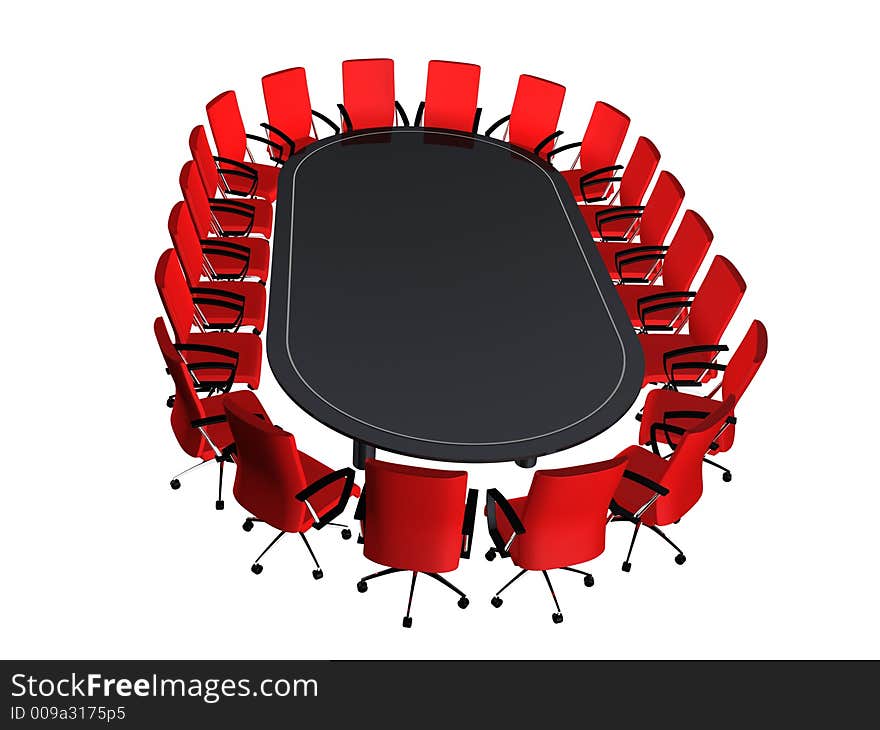 3d rendered, big conference table