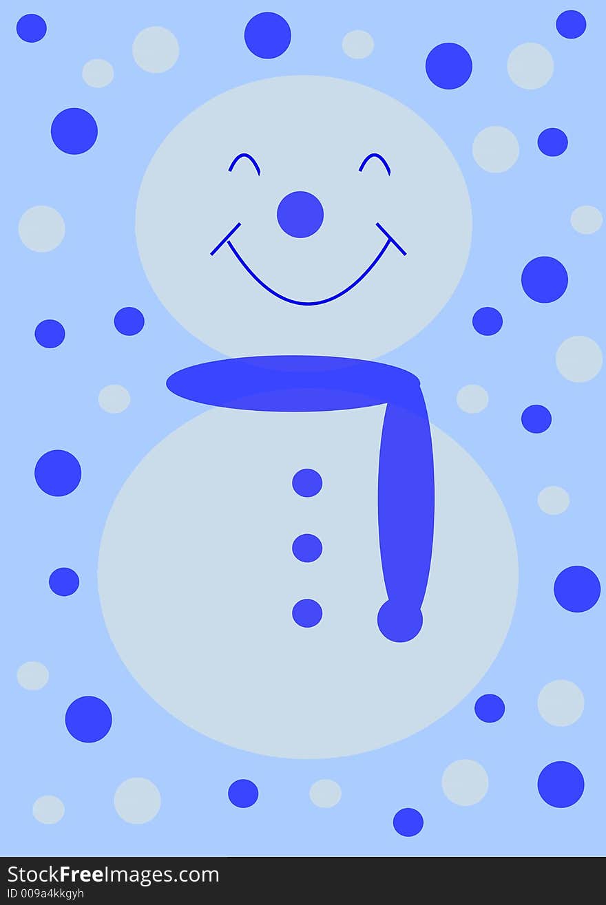 Simple blue snow man design. In the Christmas mood. Simple blue snow man design. In the Christmas mood