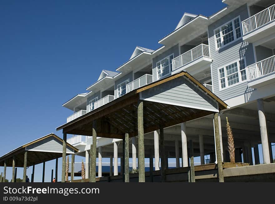 Beach condos lined up on the canal.