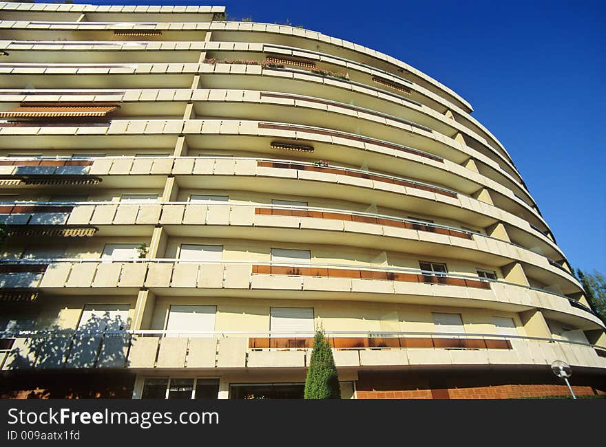 Modern appartment building with wide balconies in France. Modern appartment building with wide balconies in France.