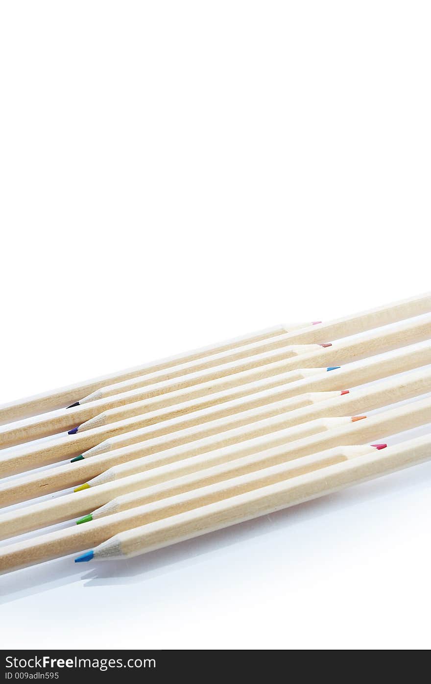 Colored pencils isolated on the white background