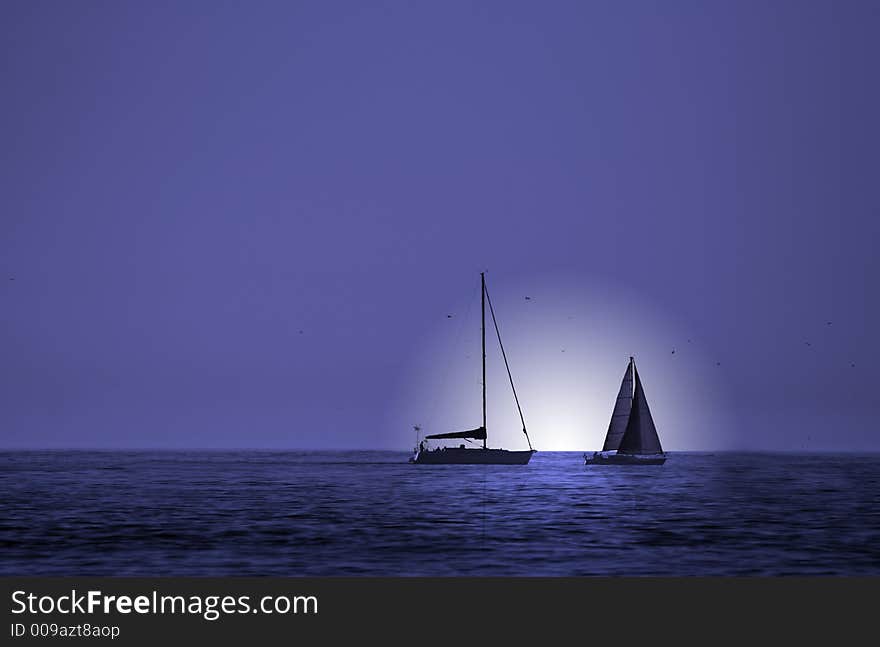 Two boats with a blue sky