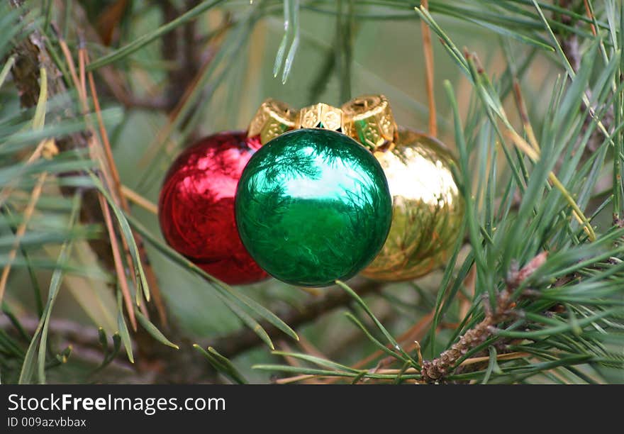 Christmas bulbs in the tree