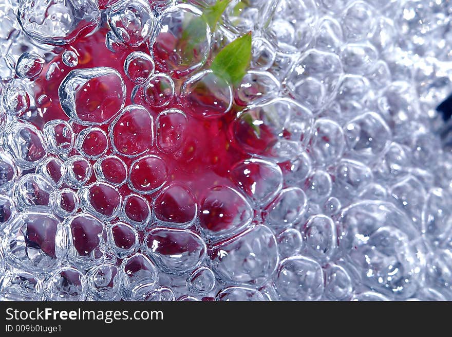 Fresh strawberry in cold water. Fresh strawberry in cold water