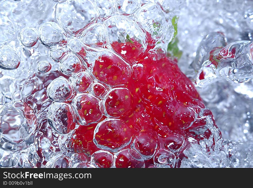 Fresh strawberry in cold water. Fresh strawberry in cold water