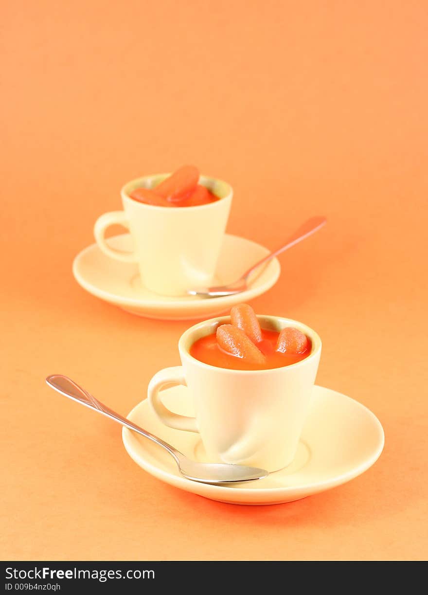 Carrots And Juice In A Esspresso Cup