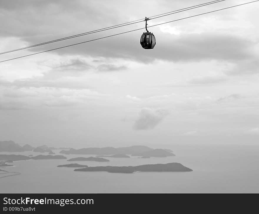 Cable car crossing the sea in Langkawi, Malaysia. Cable car crossing the sea in Langkawi, Malaysia