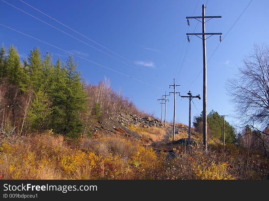 Power lines in rural area