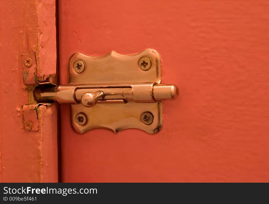 Old hause, old metal door catch. lock