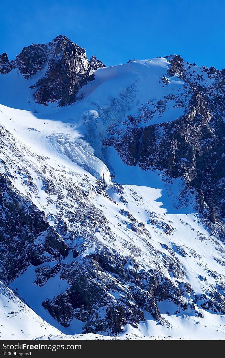 Great glacier in high mountain