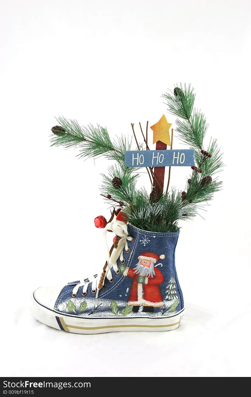 Shoe decorated for Christmas - holiday fun. Shoe decorated for Christmas - holiday fun