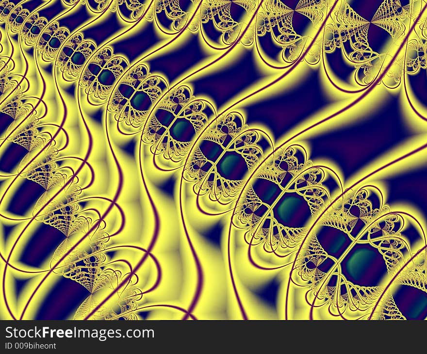 Gold and blue fractal with lines. Gold and blue fractal with lines