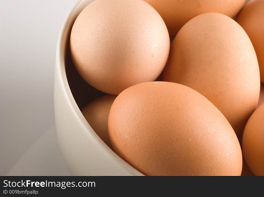 Close up of brown eggs