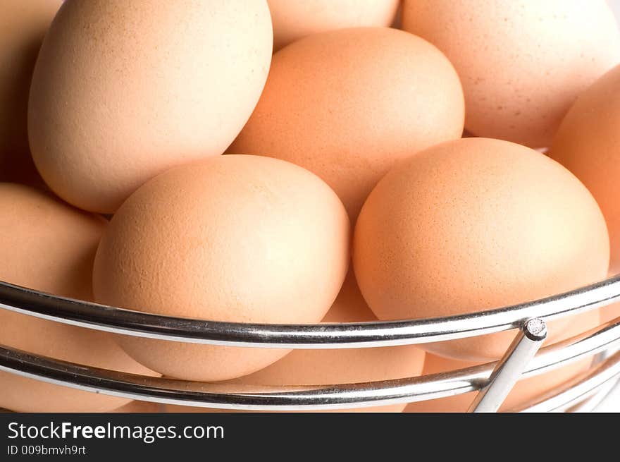 Close up of brown eggs