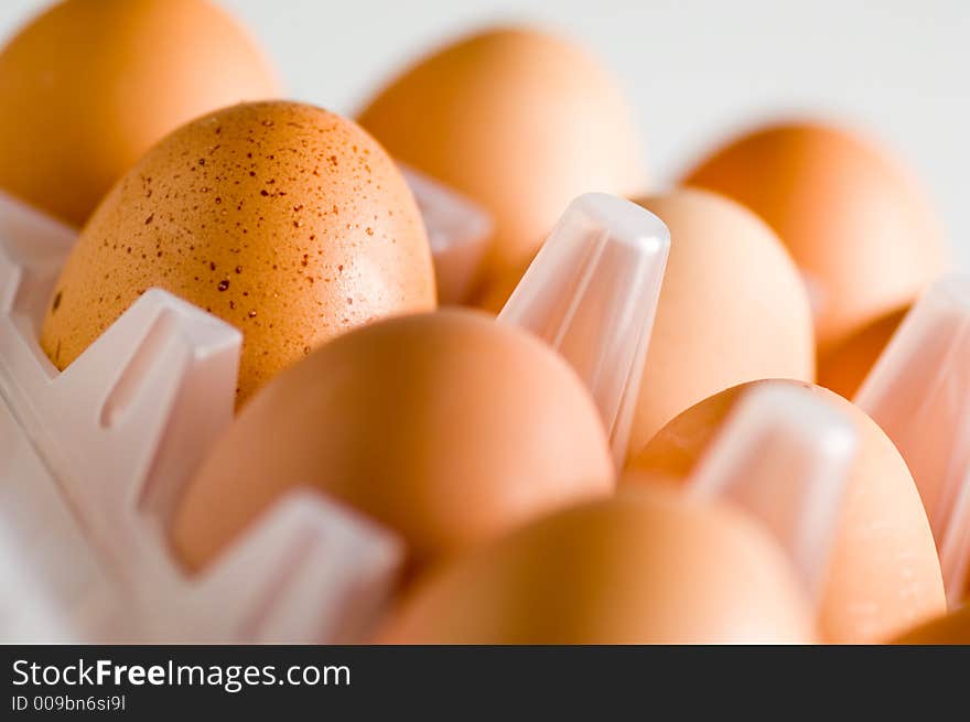 Close up of brown eggs