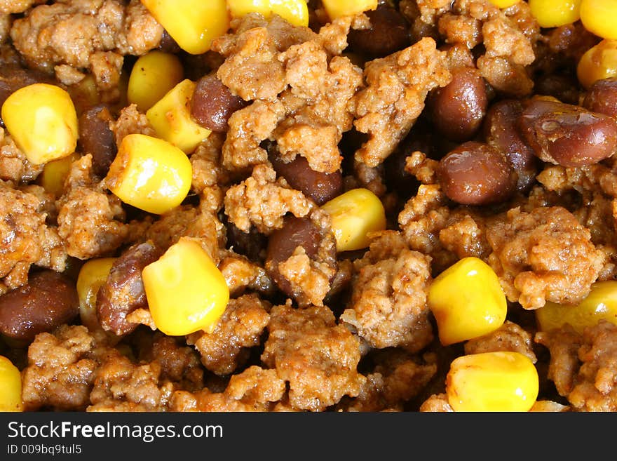 Taco mix - beef, beans & corn upclose