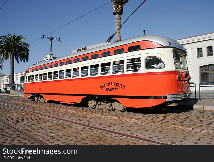 Boston Elevated Railway: orange, cream, & silver, with red stripe. Boston Elevated Railway: orange, cream, & silver, with red stripe