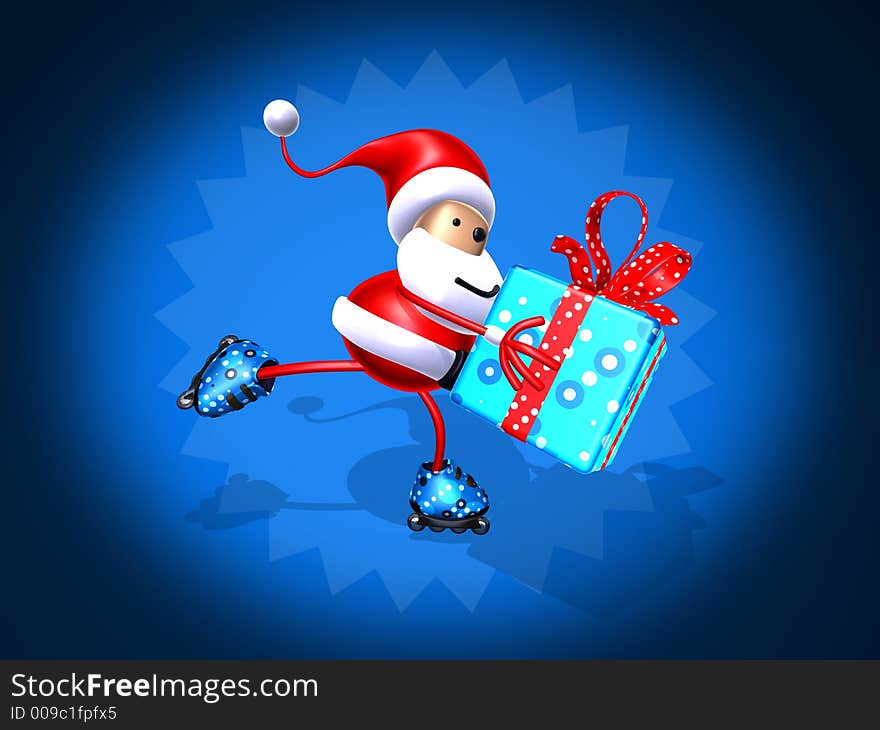 Santa Claus, 3d generated skating. Santa Claus, 3d generated skating