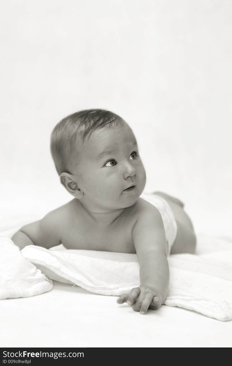 Portrait of little naked boy in b&w. Portrait of little naked boy in b&w