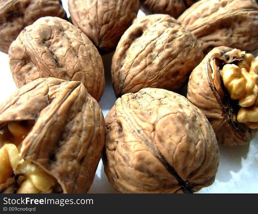 Many wall-nuts. Close up of nuts. Many wall-nuts. Close up of nuts.