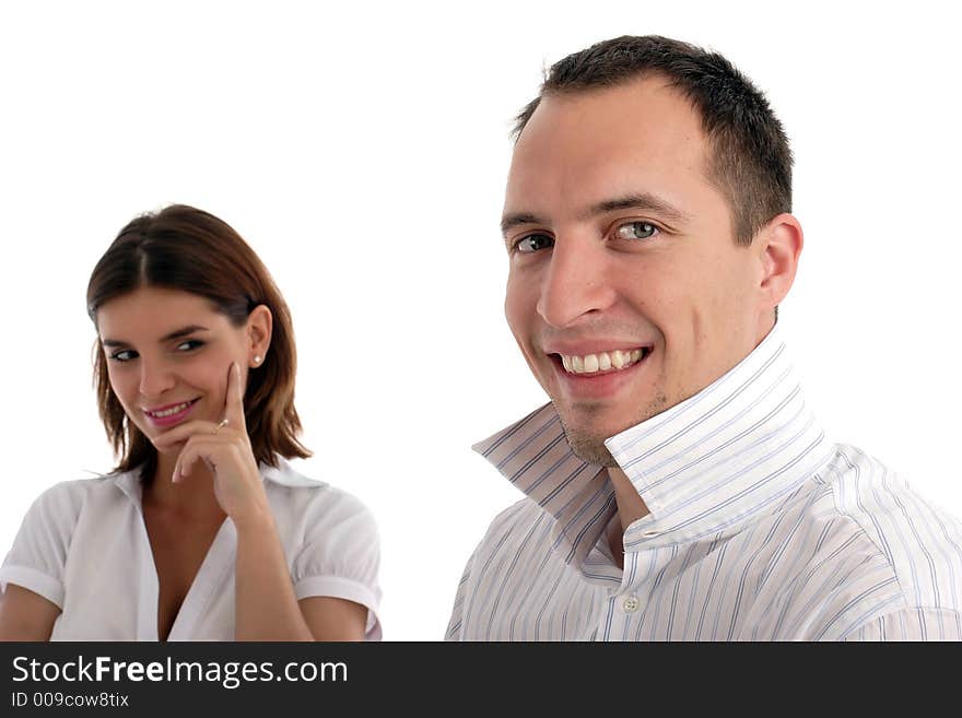 Stock photo of a young couple (focus on man)