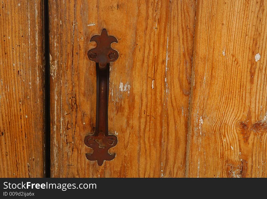 Closeup of Chapel door handle in Mission