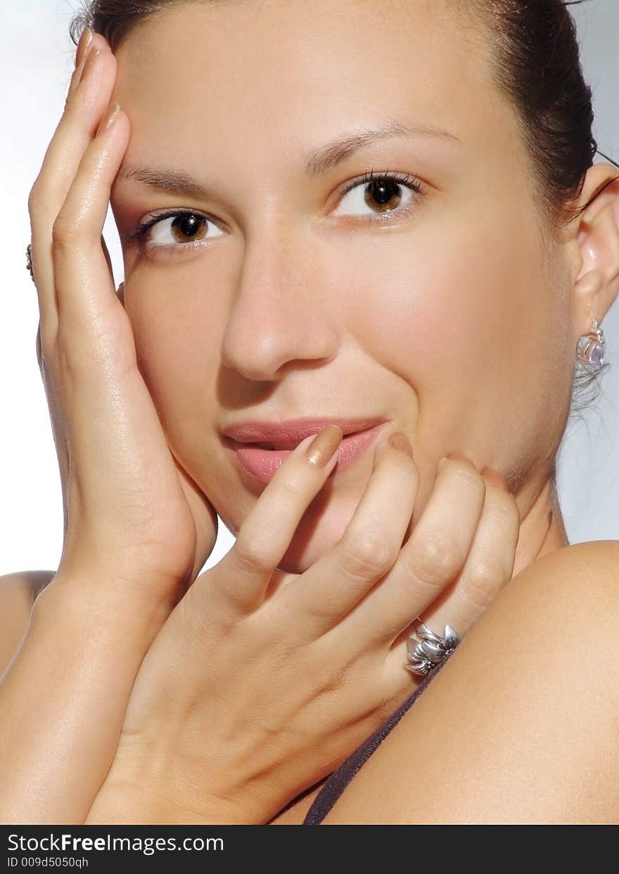 Young beautiful woman portrait close up