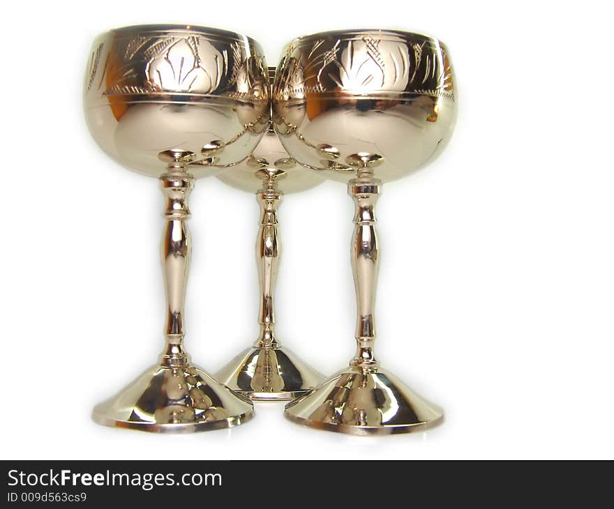 Three metall glasses for wine together