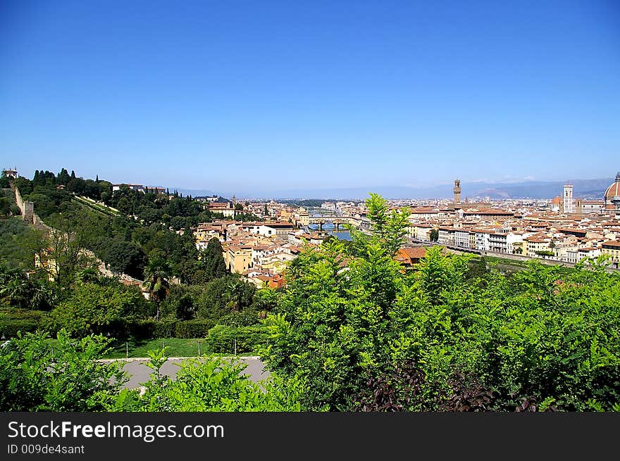 View of Florence with the ponte vecchio,. View of Florence with the ponte vecchio,