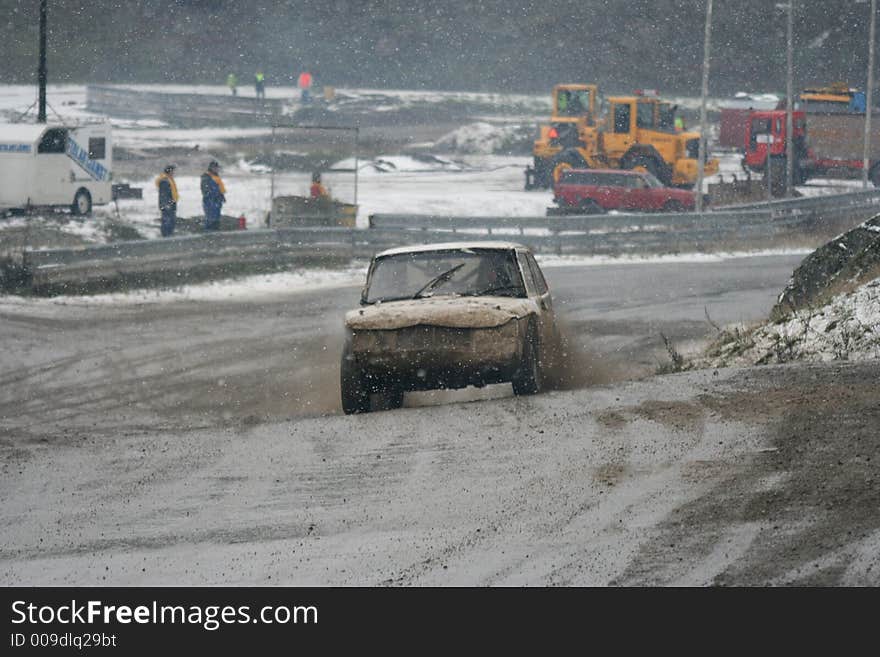 Crash car on the bend