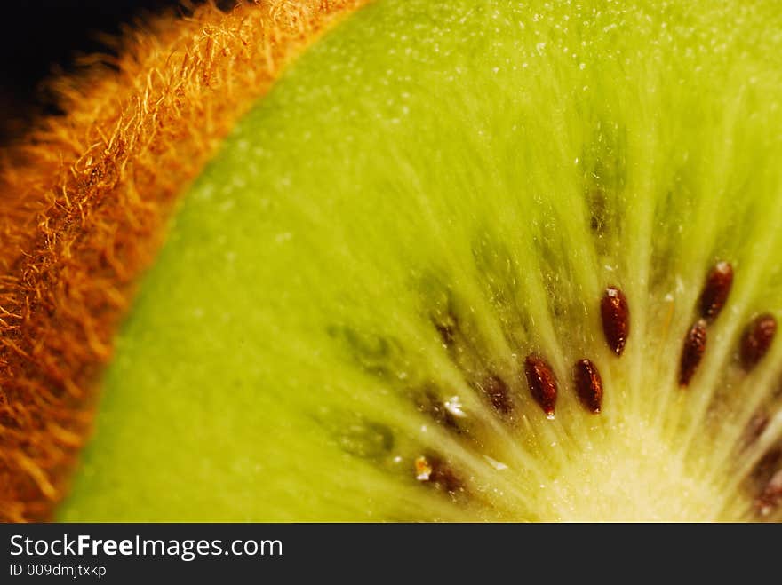 Kiwi fruit with macro lens. Kiwi fruit with macro lens.