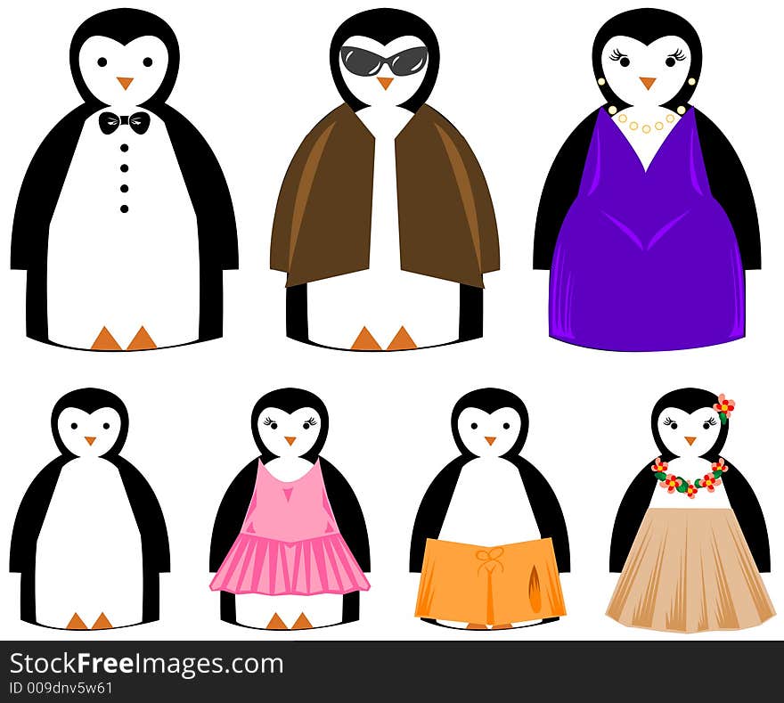 Cute & Fun Penguins [VECTOR]