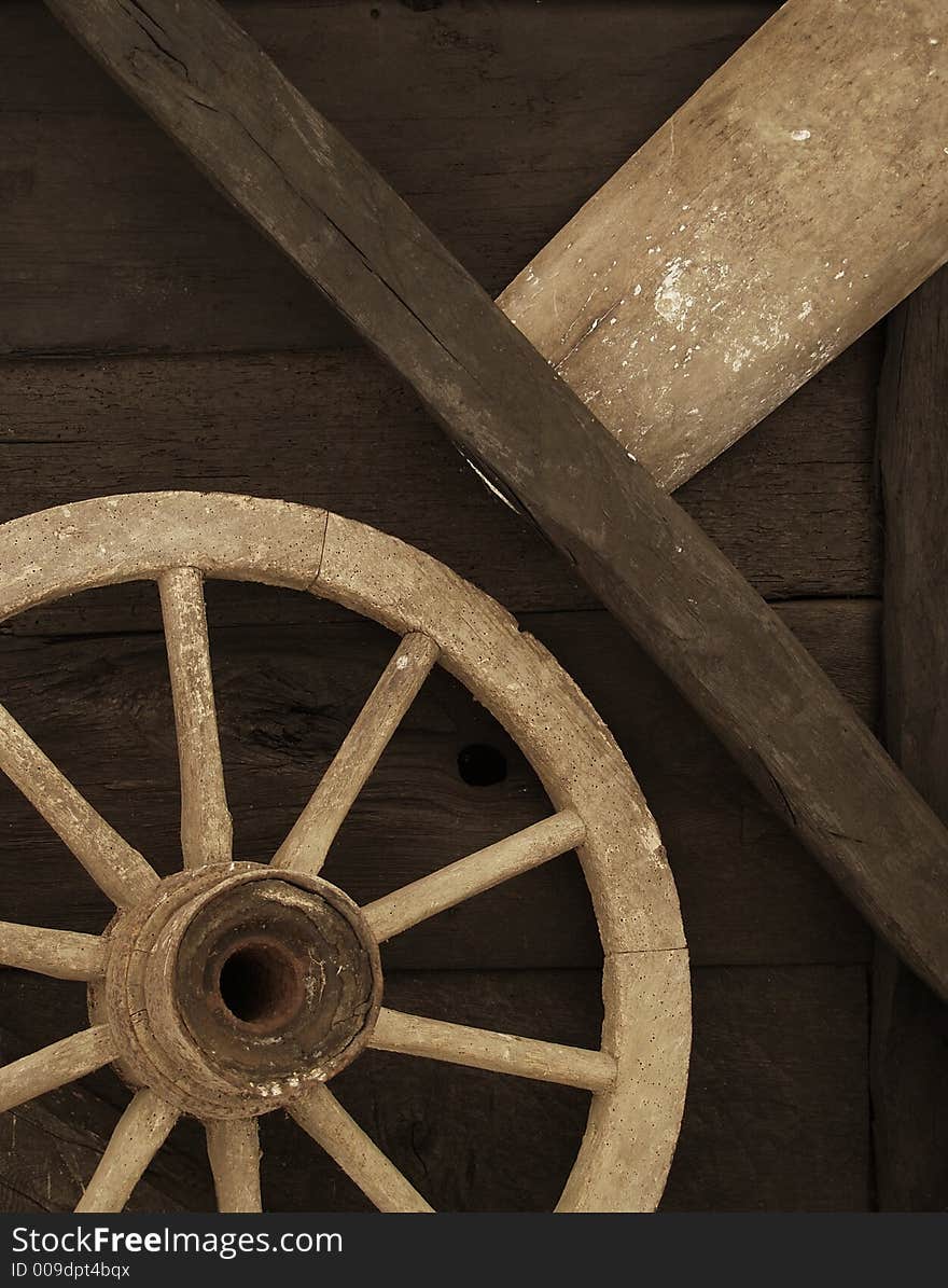 Detail of the old plow, the wheel. Detail of the old plow, the wheel