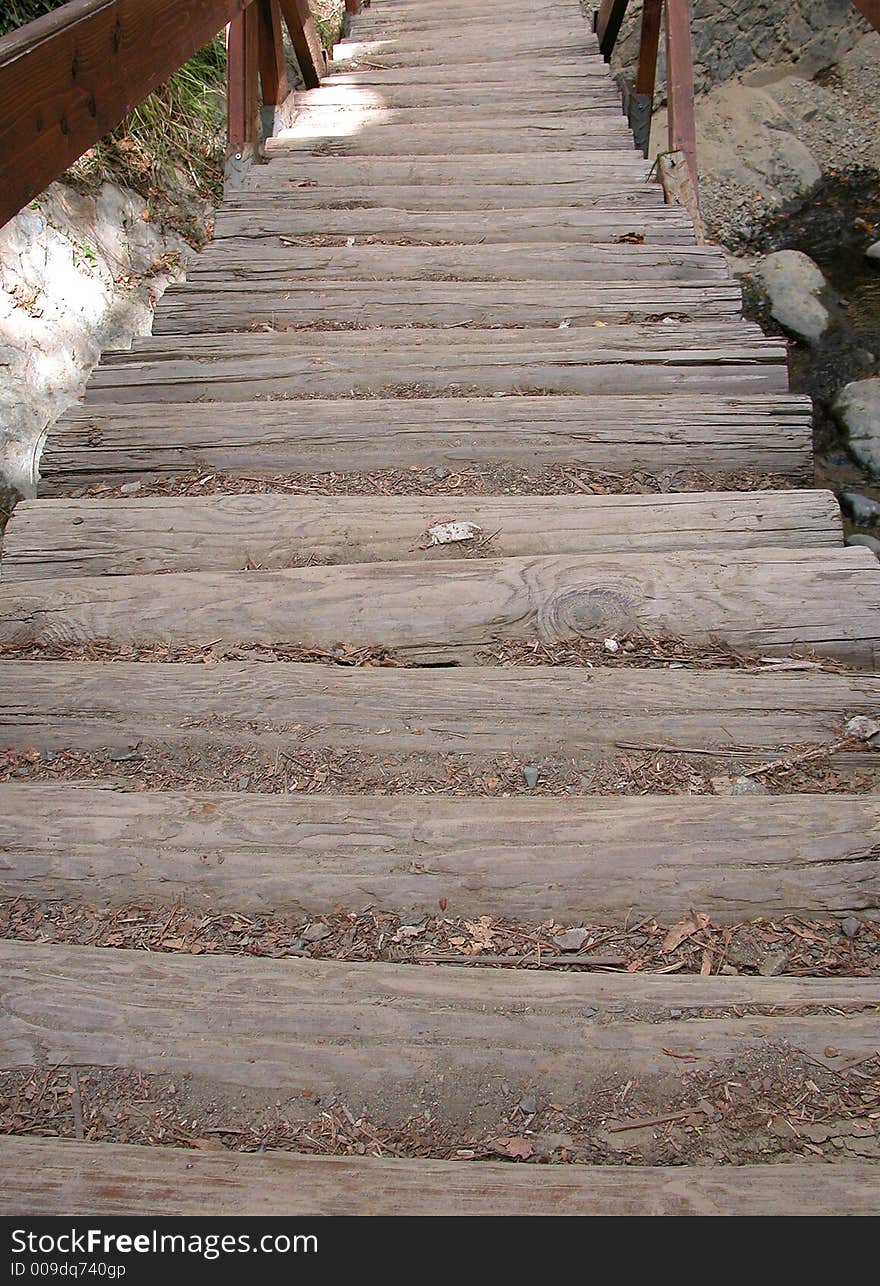 wooden Stairway in a mountain