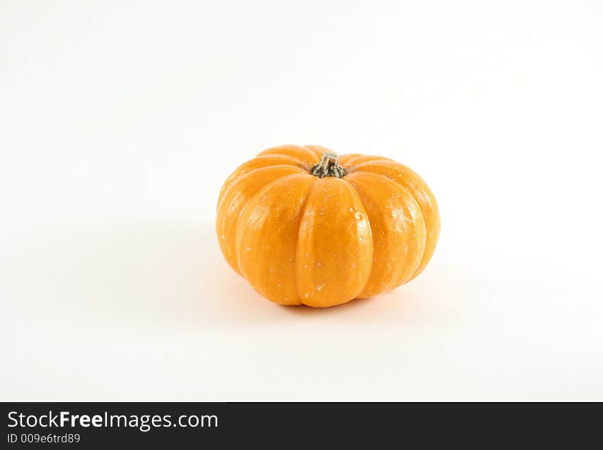 Orange miniature pumpkin on white background