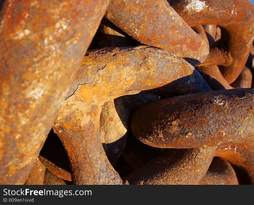 Closeup of a ships anchor chain