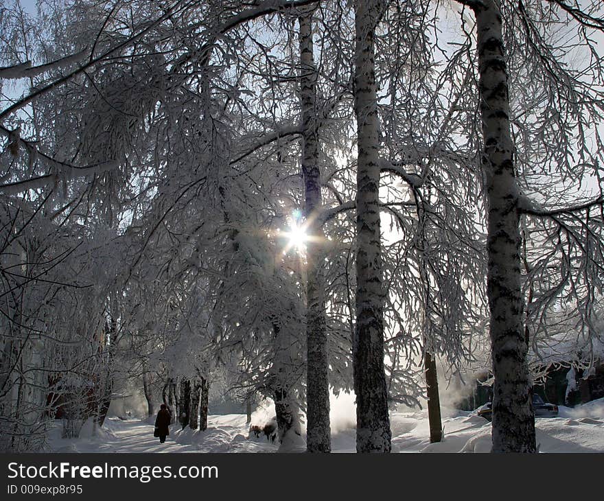 Tomsk city winter snow cold