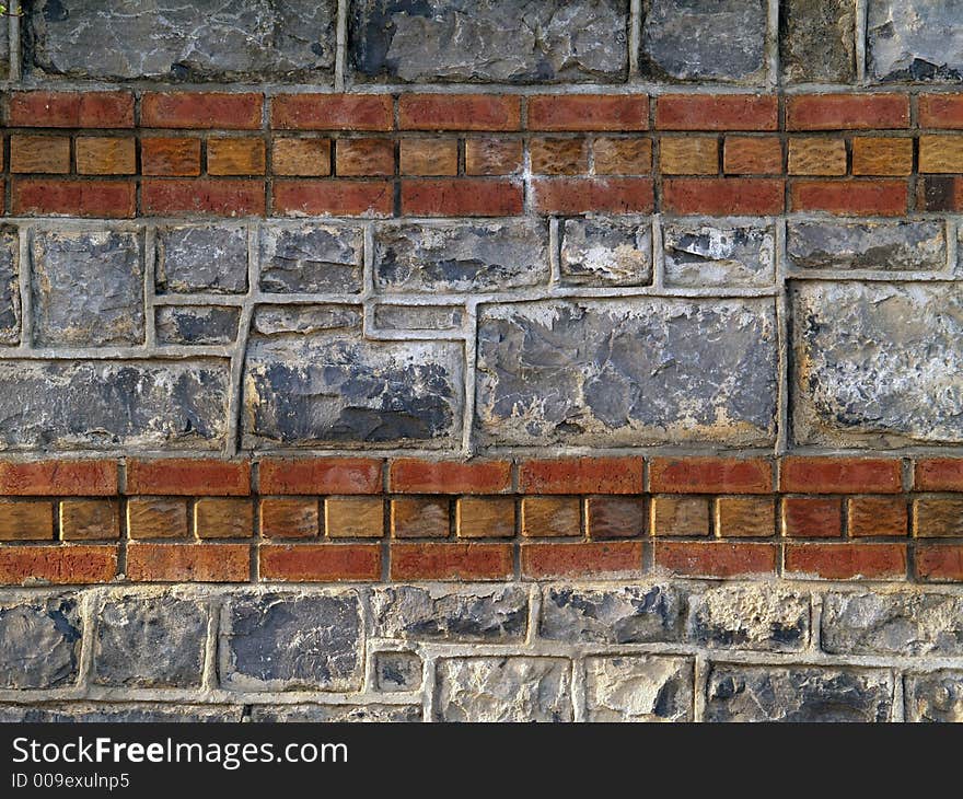 Brick and stones wall