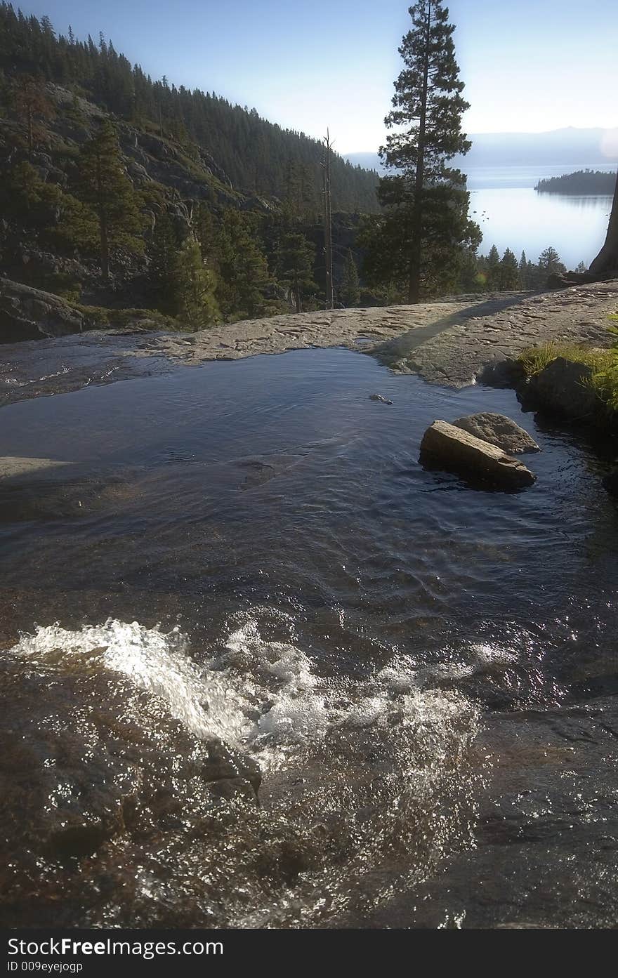 Sunrise at Eagle Falls at Lake Tahoe, Ca. pouring into Emerald Bay