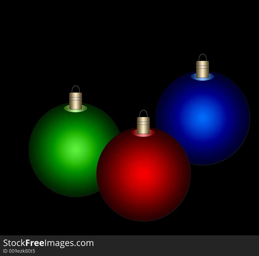 Red, green and blue christmas ornaments