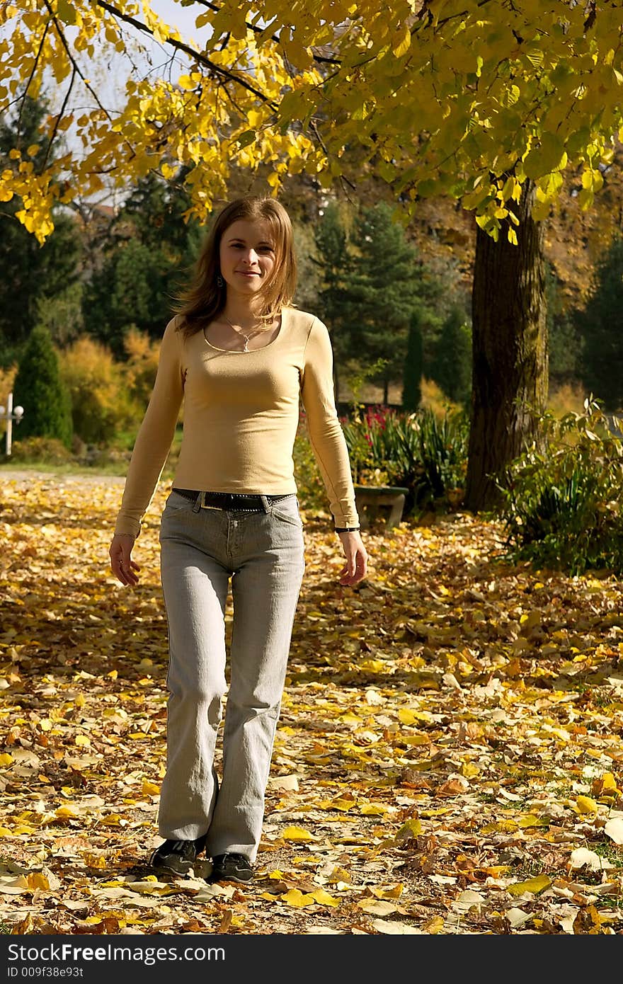 Blonde beauty in autumn nature. Blonde beauty in autumn nature