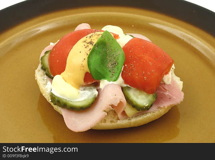 Small colourful sandwich on plate