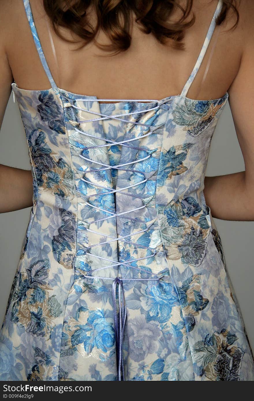 Blue dress with the floral pattern