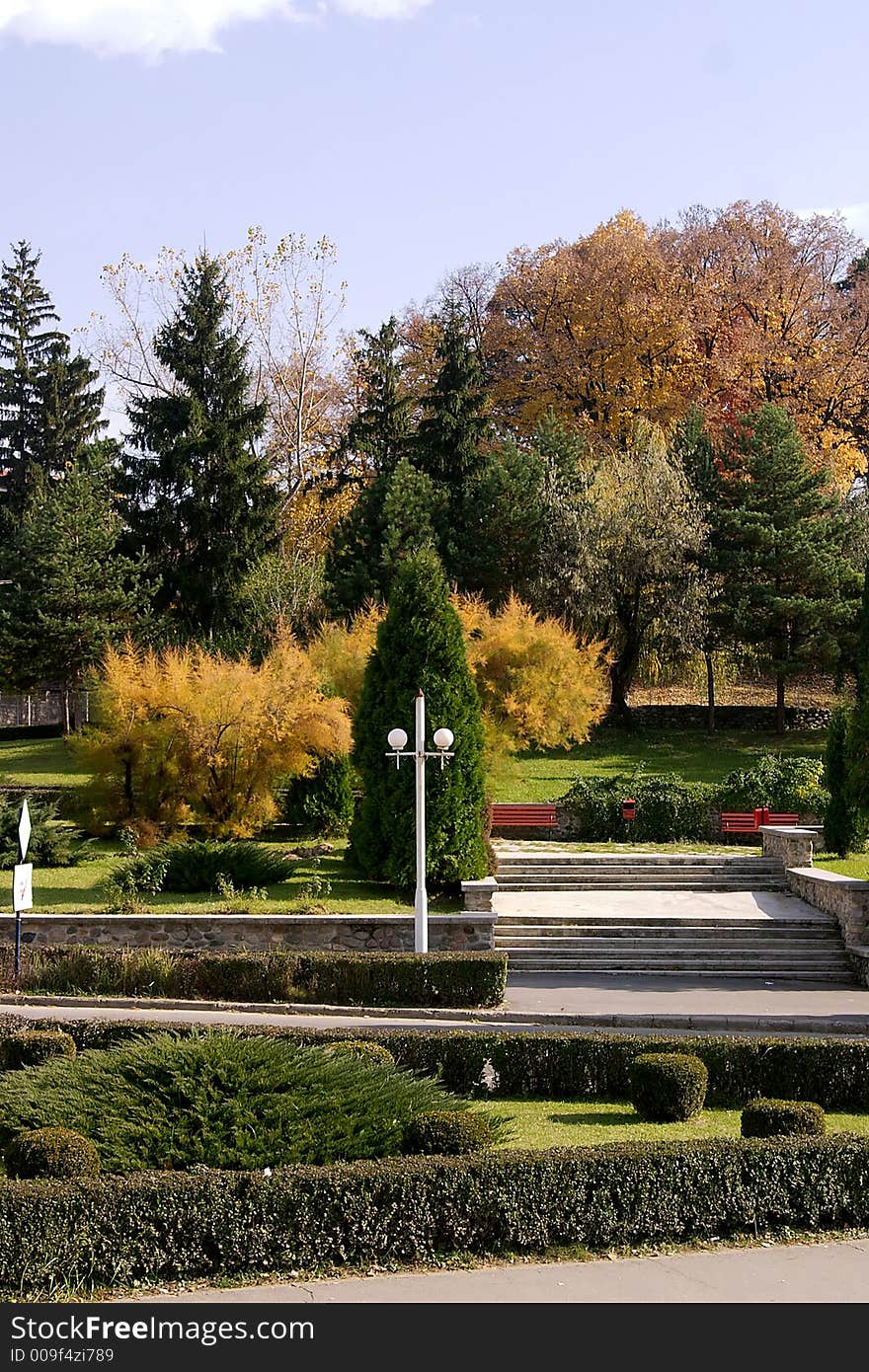 Small city park in autumn colors. Small city park in autumn colors