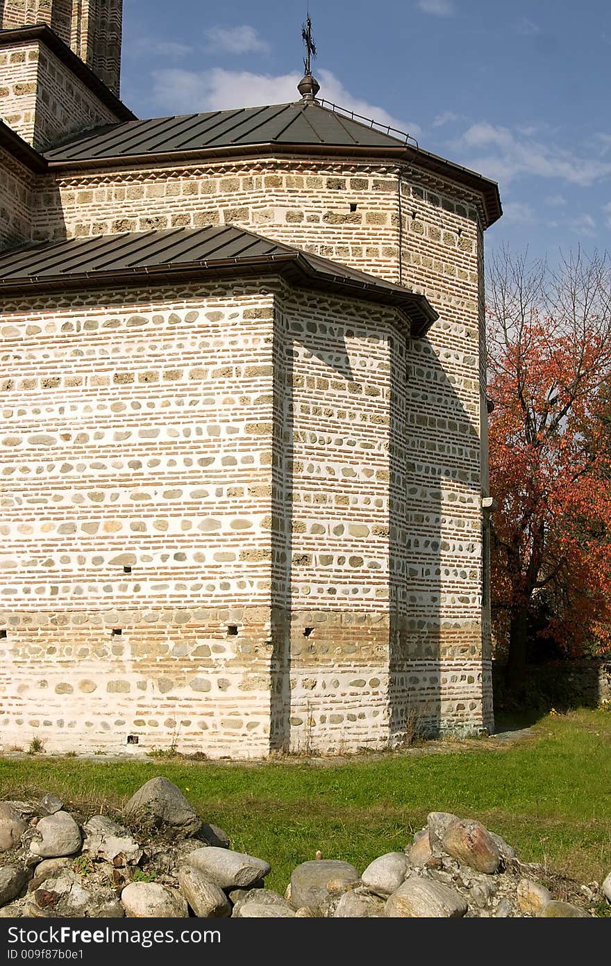 Old hystorical monument stone church walls in Curtea de Arges - Romania. Old hystorical monument stone church walls in Curtea de Arges - Romania