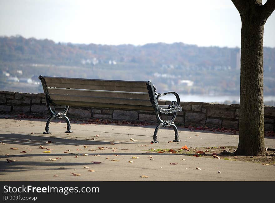 Autumn park bench