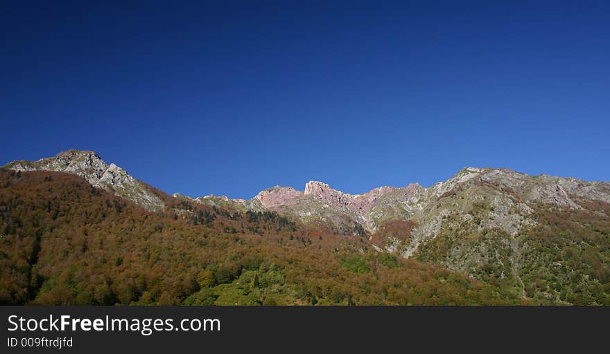 Panorama taken in the french (Pre)Pyrenees, department Pyrenees atlantique, plenty of copy space. Panorama taken in the french (Pre)Pyrenees, department Pyrenees atlantique, plenty of copy space