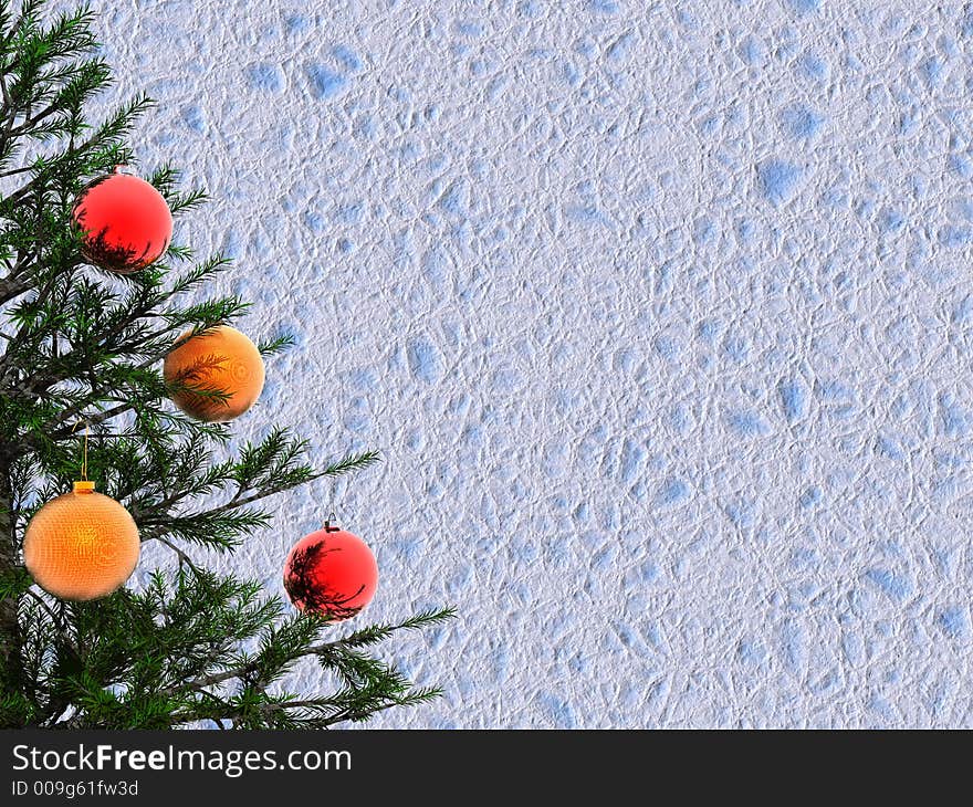 Xmas tree on ice background - 3d scene. Xmas tree on ice background - 3d scene