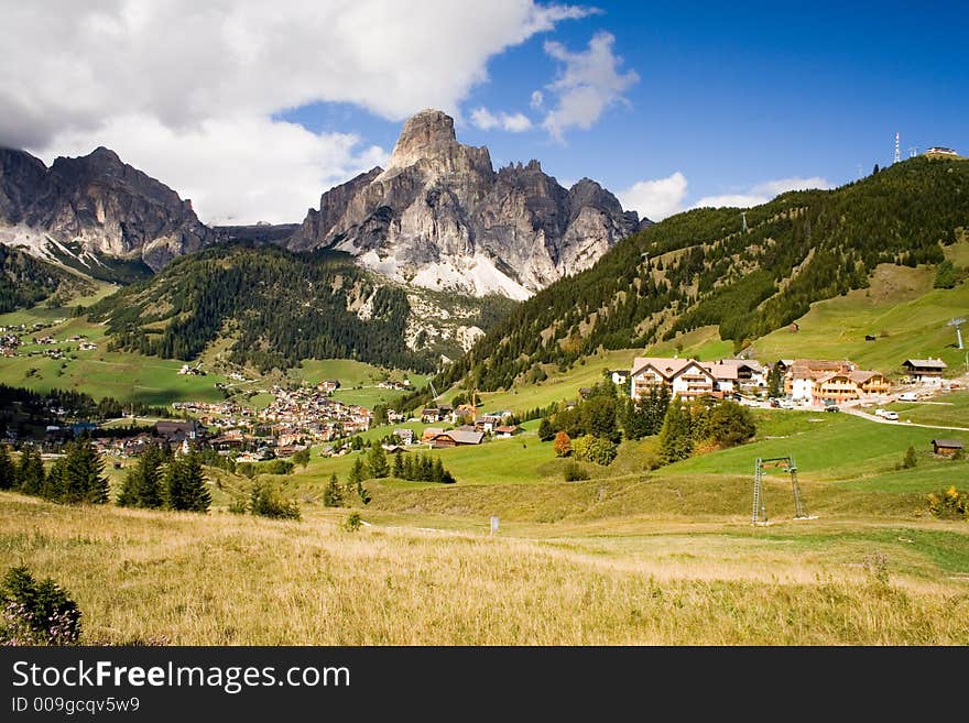 Sunny valley in the Dolomites