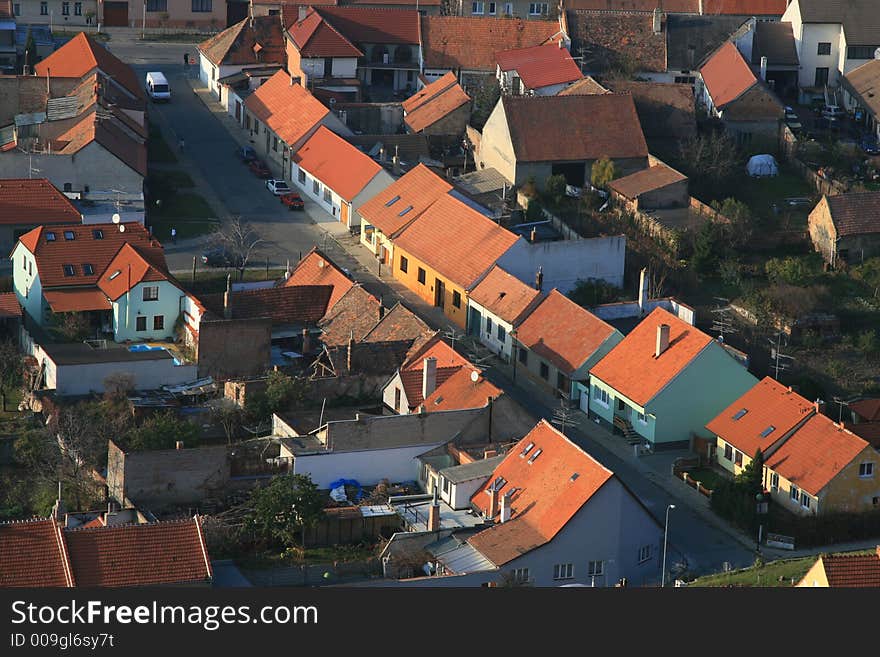 Colored street, small city, Europe.